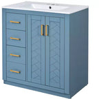 30 Single Sink Bathroom Vanity with Cabinet & 3 Drawers – Black / Blue / Green / Indigo / White