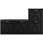 Shoe Storage Cabinet with Bench & 4 Flip Drawers - Narrow Entryway Organizer for 35-40 Pairs