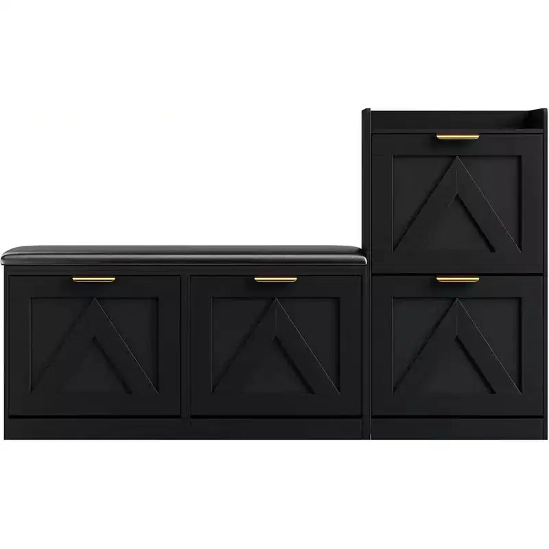 Shoe Storage Cabinet with Bench & 4 Flip Drawers - Narrow Entryway Organizer for 35-40 Pairs