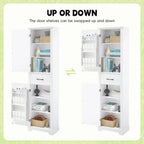 Freestanding Bathroom Cabinet with 2 Doors, Adjustable Shelves & Door Storage ,Tall Bathroom Organizer