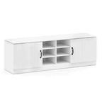 2-Door Shoe Bench wirh Adjustable Shelves Hidden Storage Space Natural + White/Whi5te