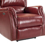 Genuine Leather Power Recliner with USB Port – Wingback Nailhead Set of 2