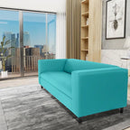 Mid Century Modern 3 Seater Sofa Faux Leather Solid Wood Frame Upholstered