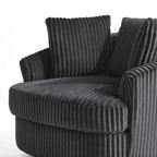 Fauteuil pivotant rond surdimensionné en velours côtelé avec accoudoirs encastrés 43 W
