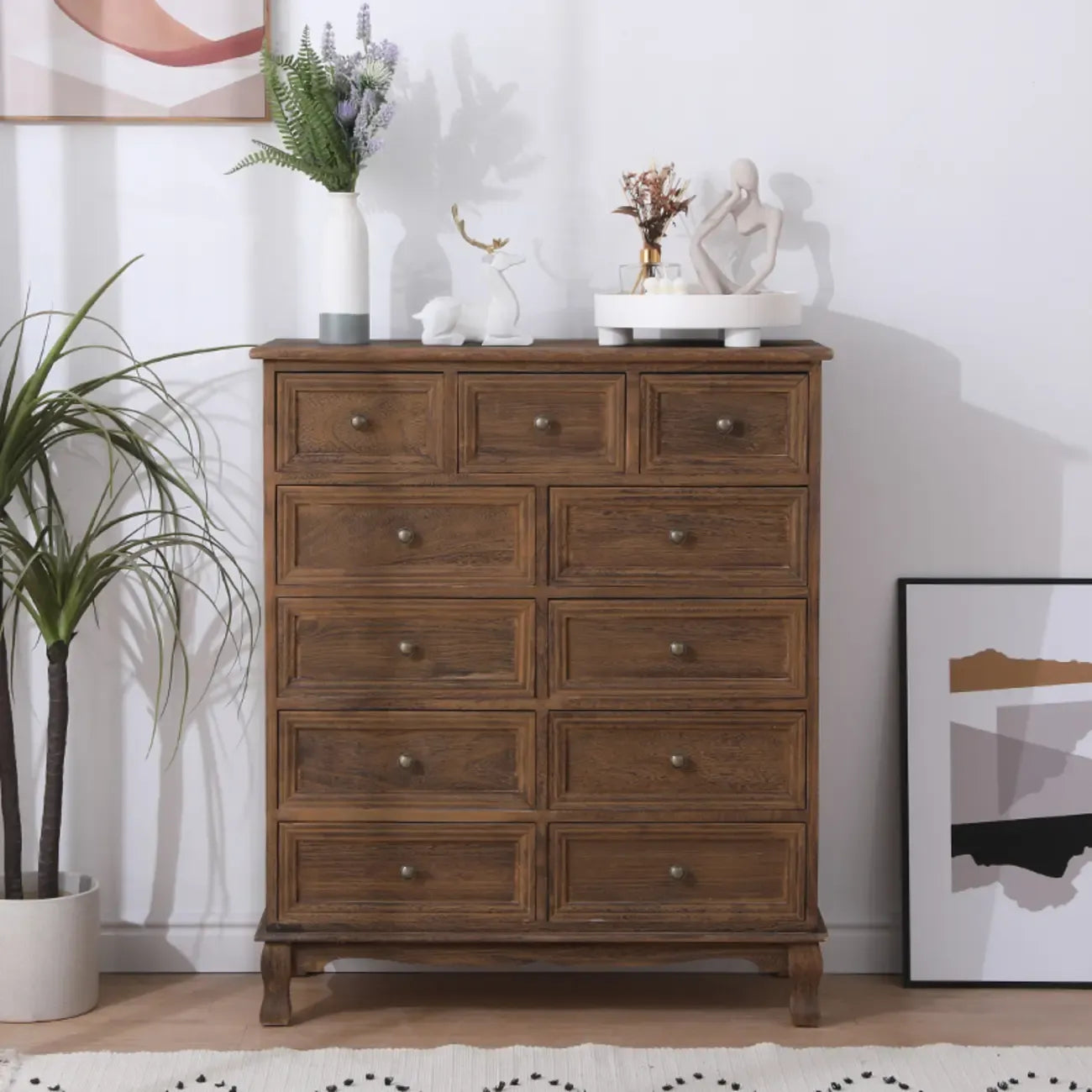 Rustic Brown Wood Accent Cabinet for Living Room Storage
