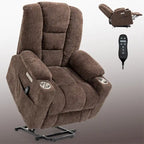 Fauteuil inclinable Power Lift avec massage et chaleur, fauteuils inclinables larges et rembourrés Lazy Boy avec ports USB, Type C et 2 porte-gobelets en acier