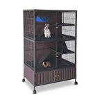 Small Animal Cage, Ferret Cage - 59'' 5-Tier Habitat with Storage Cabinet, Includes Hammock/Wheels/Removable Ramps/Easy-Clean Trays