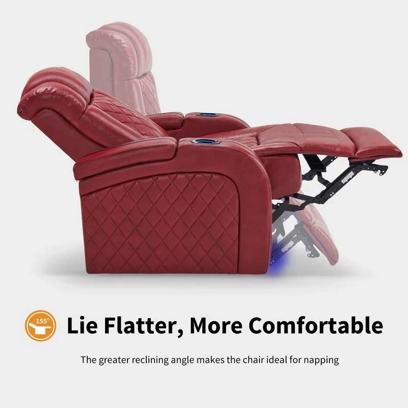 MCombo Power Recliner Chair with Adjustable Headrest, Dual Motor Home Theater Seating with USB Port, Breathable Leather HTS411