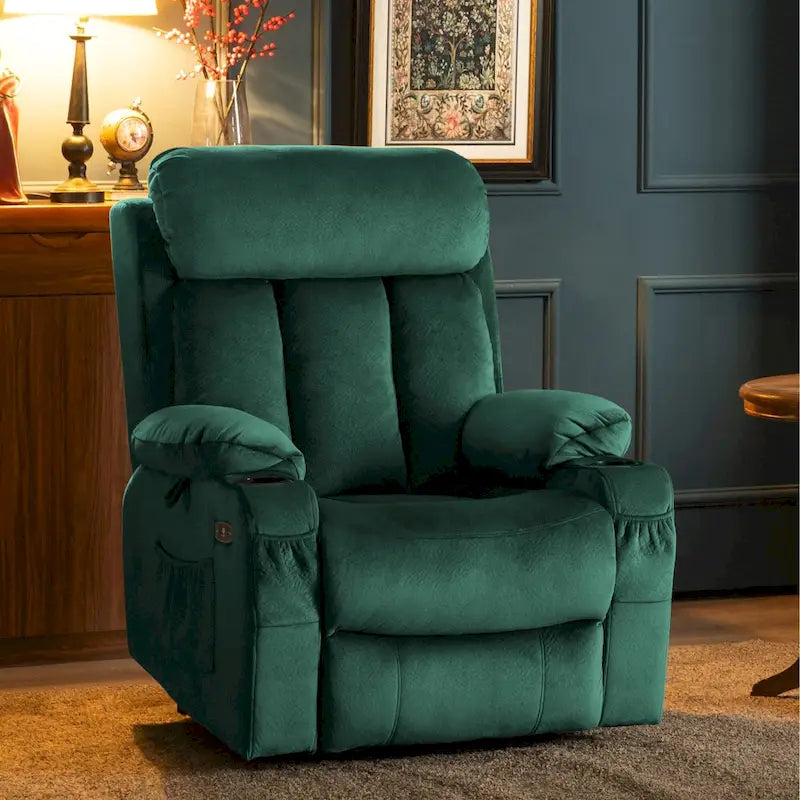 MCombo Large Power Lift Recliner with Extended Footrest for Big and Tall Elderly People, Hand Remote, Cup Holders, Fabric 7426