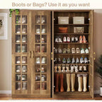 Lantine Tall Shoe Cabinet with Doors, 8-Tier Shoe Storage with Adjustable Shelves, Modern Shoe Rack Cabinet for Hallway, Closet, Living Room, White