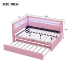 Upholstered Platform Bed with USB Ports & LED Lighting - Full/Twin Size Bed Frame with 2 Storage Drawers - Modern Bedroom