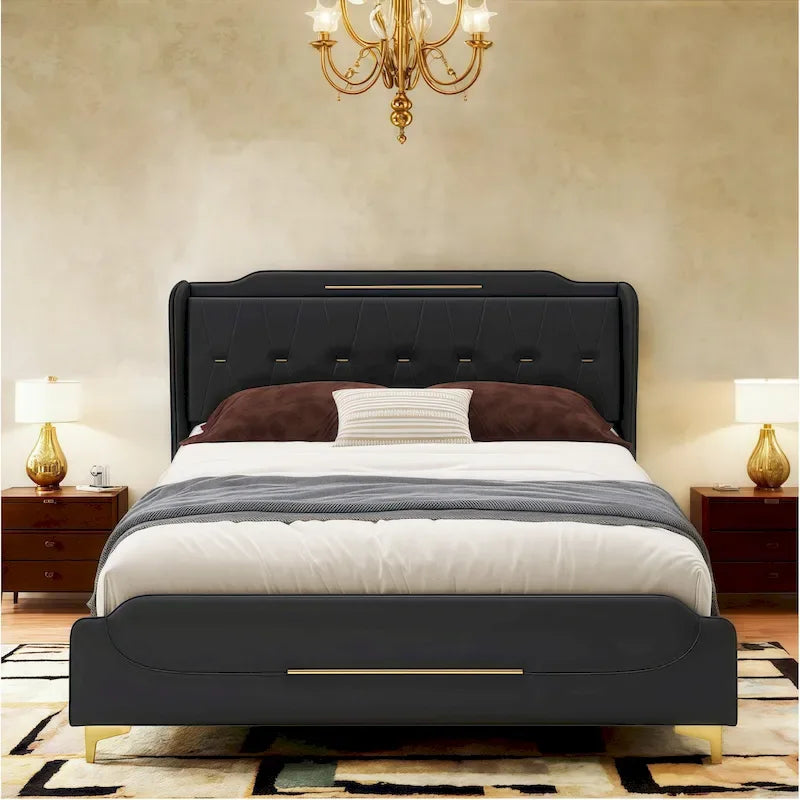 Modern Upholstered PU Leather Bed