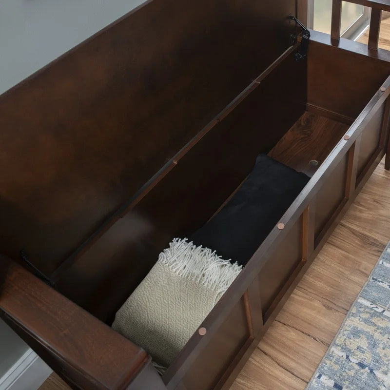 Migdalia Flip Top Slat Back Storage Entryway Bench