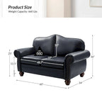 Transitional Genuine Leather Sofa With Tufted Back