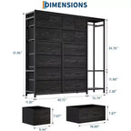 Dresser with 16 Drawers & Hanging Rod & Shelves, Fabric Storage Organizer for Bedroom, Closet, or Entryway