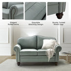 Transitional Genuine Leather Sofa With Tufted Back