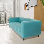 Mid Century Modern 3 Seater Sofa Faux Leather Solid Wood Frame Upholstered
