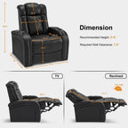 MCombo Power Recliner Chair with Adjustable Headrest, Dual Motor Home Theater Seating with USB Port, Breathable Leather HTS411