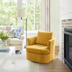 Modern Chenille Upholstered Swivel Accent Barrel Chair Set Modern Swivel Armchair for Living Room