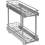 Pull Out Cabinet Organizer 2 Tier  Heavy Duty Metal with Lifetime Limited Warranty - Anti Rust Chrome Finish