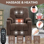 Fauteuil inclinable Power Lift avec massage et chaleur, fauteuils inclinables larges et rembourrés Lazy Boy avec ports USB, Type C et 2 porte-gobelets en acier