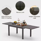 Okak Dining Table Aluminum Patio Extendable Dining Room Table Kitchen Table for Dining Room