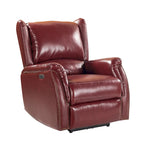 Genuine Leather Power Recliner with USB Port – Wingback Nailhead Set of 2