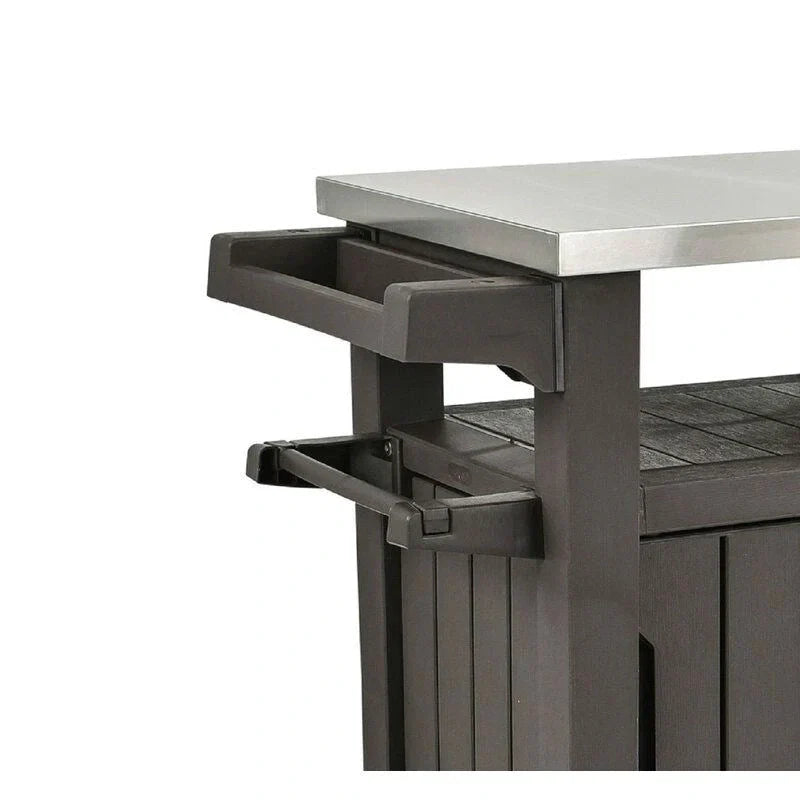 Outdoor Grill Party Caster Bar Serving Cart with Storage Dark Brown - 35.4 H x 48.7 W x 20.4 D