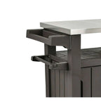 Outdoor Grill Party Caster Bar Serving Cart with Storage Dark Brown - 35.4 H x 48.7 W x 20.4 D