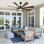 Remote Ceiling fan with Lights Large 8 Wooden Blades