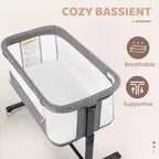 Baby Bassinet with Wheels – Beige / Gray / Pink, Bedside Sleeper, for 1 Baby