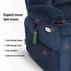 Fauteuil inclinable électrique double moteur grand et large MCombo avec massage et double chauffage pour personnes âgées de grande taille, tissu R7635