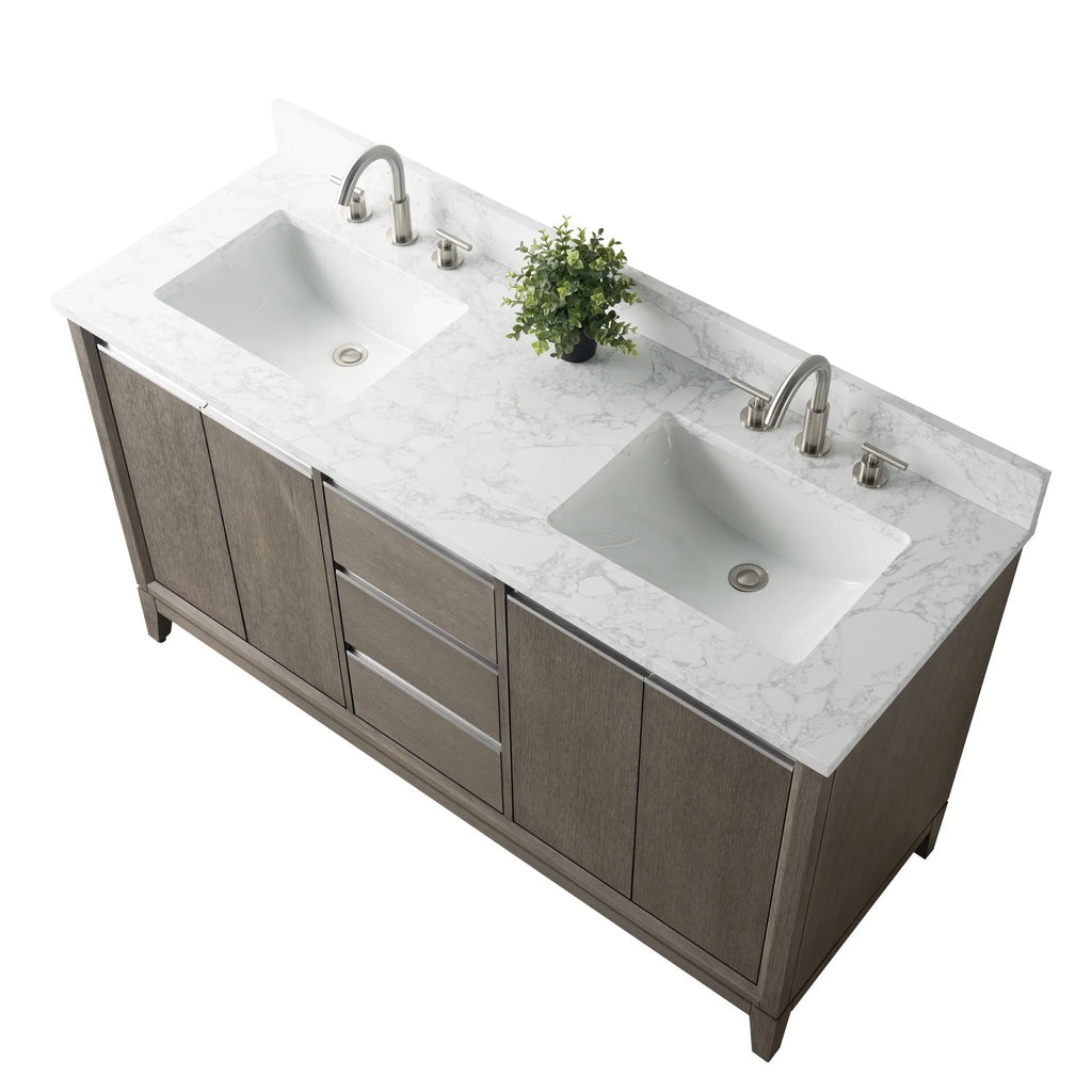 Vanity Art Bathroom Vanity with Ceramic Sink and Engineered Marble Top