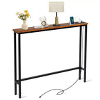 Rust Brown 1pcs Triamine Iron 100*15*79cm Entryway Table with Plugs