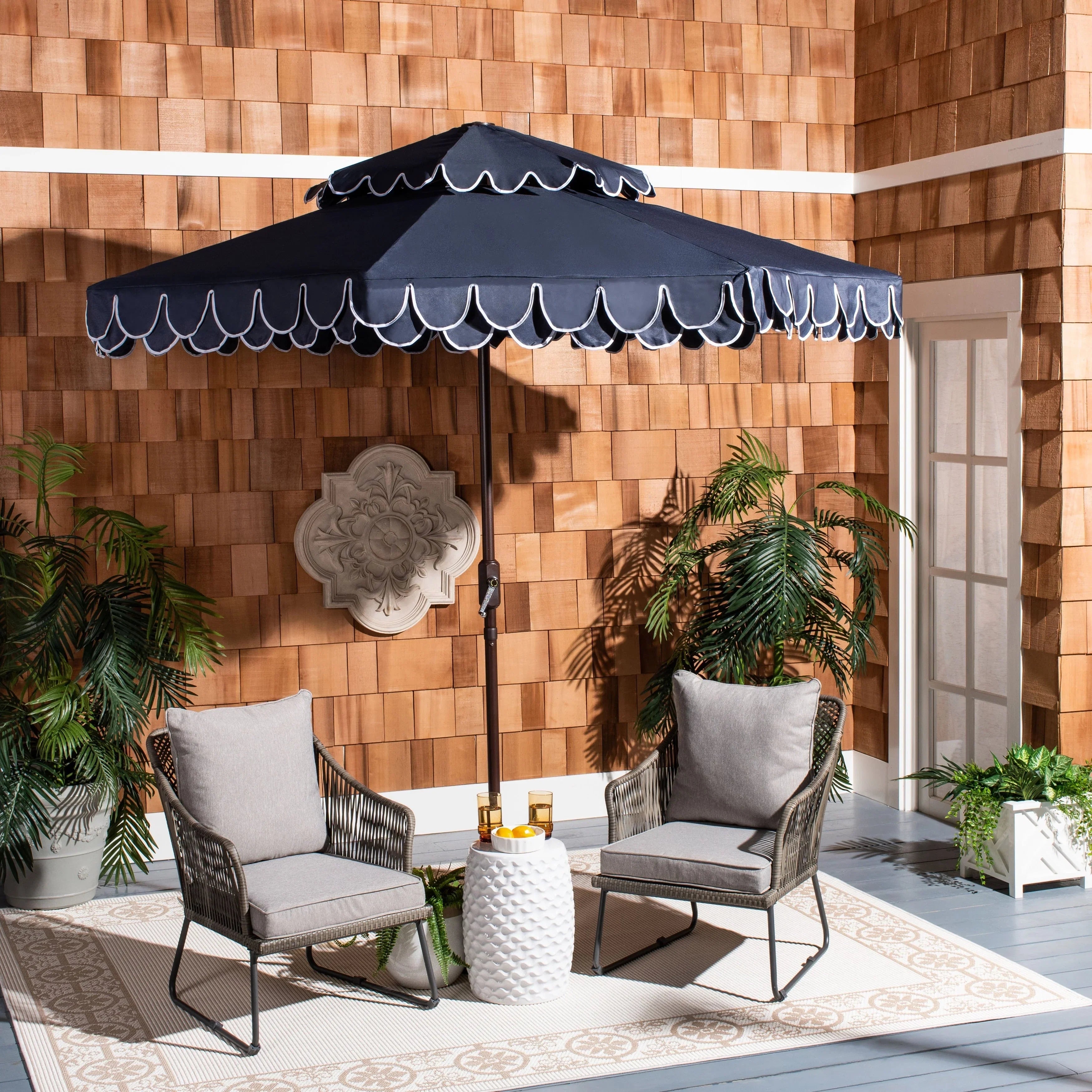 Outdoor Kjerstin Valance 9Ft Double Top Umbrella