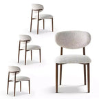 Set of 4 Modern Upholstered Dining Chairs with Curved Backrest, Iron Frame Armless Side Chairs for Dining Room, Kitchen-Panipeachy