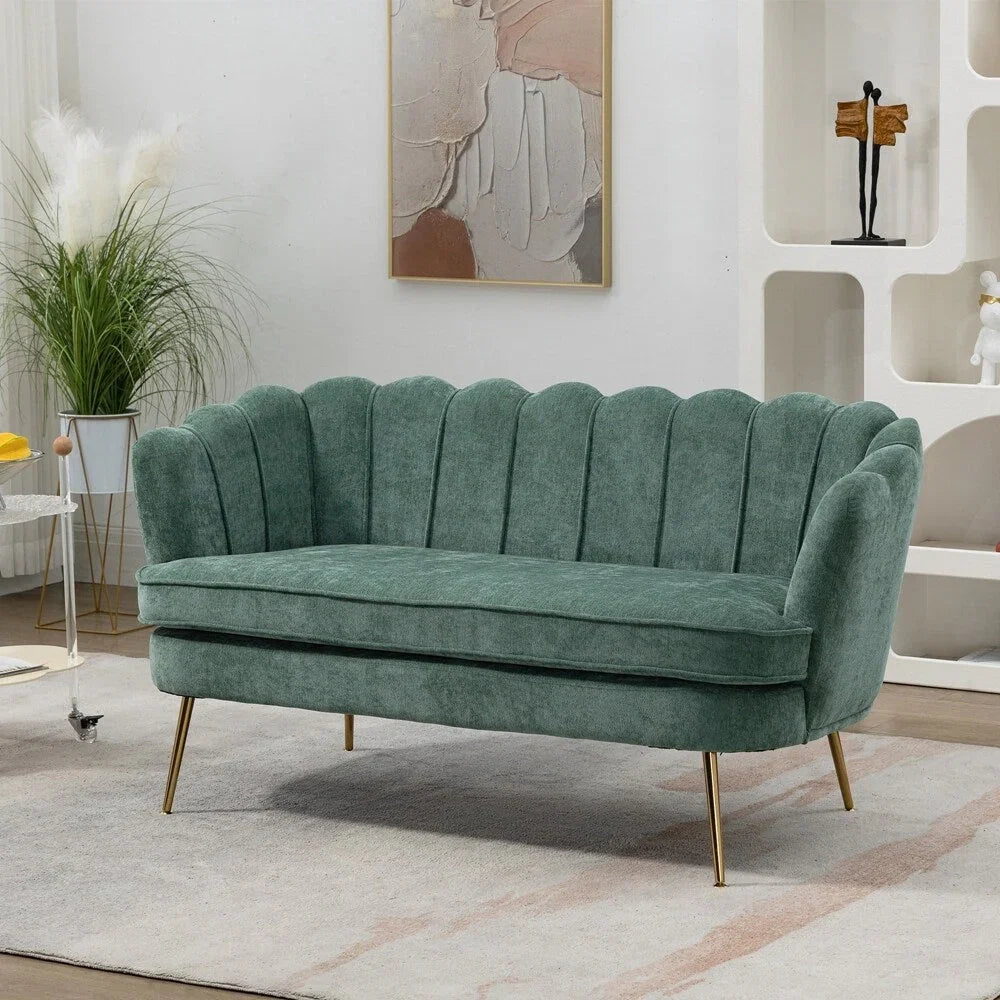 Small Mini Room Couch Two-Seater Sofa with Gold Metal Leg - 2 Seat