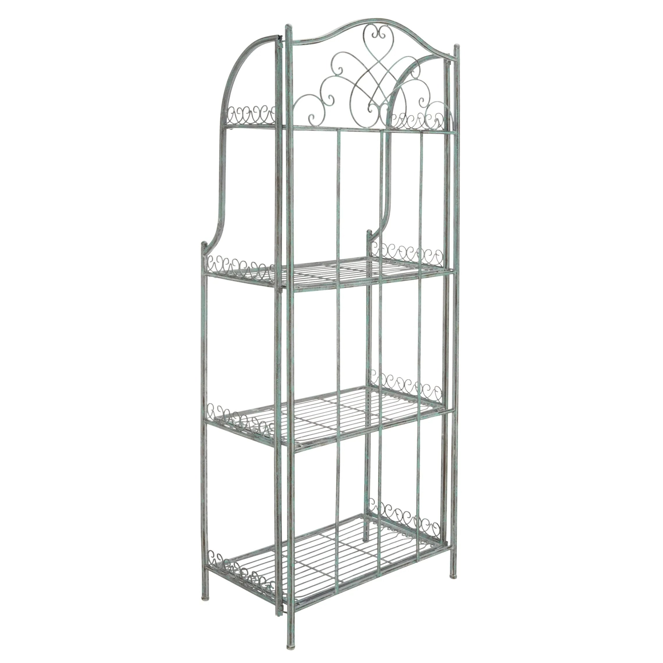 SAFAVIEH Bryn Étagère de boulanger d'extérieur victorienne en fer forgé à 4 niveaux - 63,5 cm l x 38,1 cm P x 160 cm H - 25L x 15P x 63H