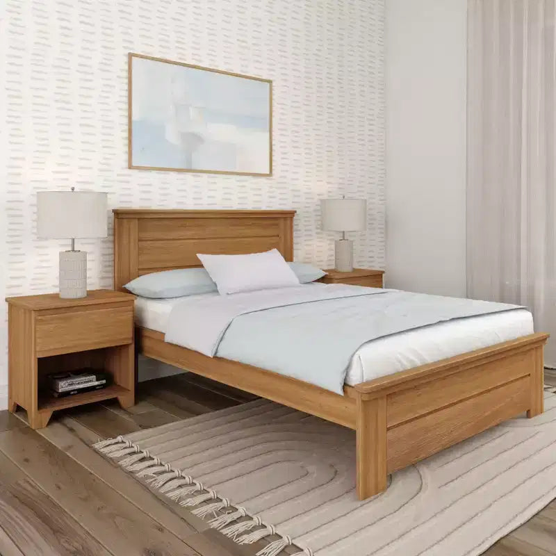 Plank+Beam Farmhouse Full Size Bed Frame with Headboard, Solid Wood Platform Bed