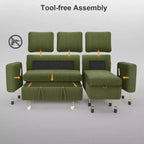 Dyonery 2 in 1 Pull Out Sleeper Sofa with Storage Chaise C Corduroy Sectional Couch with USB Ports for Living Room