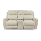 Causeuse inclinable électrique beige Ashley Dahlmoore Signature Design avec console – 76 L x 42 P x 40 H