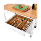 Work Center Island Table with Solid Wood Top, 48 W x 24 D x 36 H, White