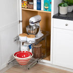 Pull Out Cabinet Organizer 2 Tier  Heavy Duty Metal with Lifetime Limited Warranty - Anti Rust Chrome Finish
