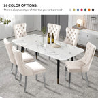 Upholstered Tufted Velvet Dining Chair with Solid Wood Legs Set of 6