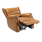 Genuine Leather Power Recliner with USB Port – Wingback Nailhead Set of 2