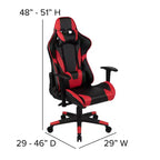 Sedia da gaming ergonomica da corsa Emma e Oliver con schienale completamente reclinabile in similpelle rossa