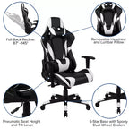 Sedia da gaming ergonomica da corsa Emma e Oliver con schienale completamente reclinabile in similpelle rossa