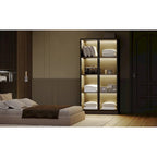 Display Storage Cabinet,Display Cabinet with Tempered Glass Doors, Showcase with 4-Tier Storage Shelves