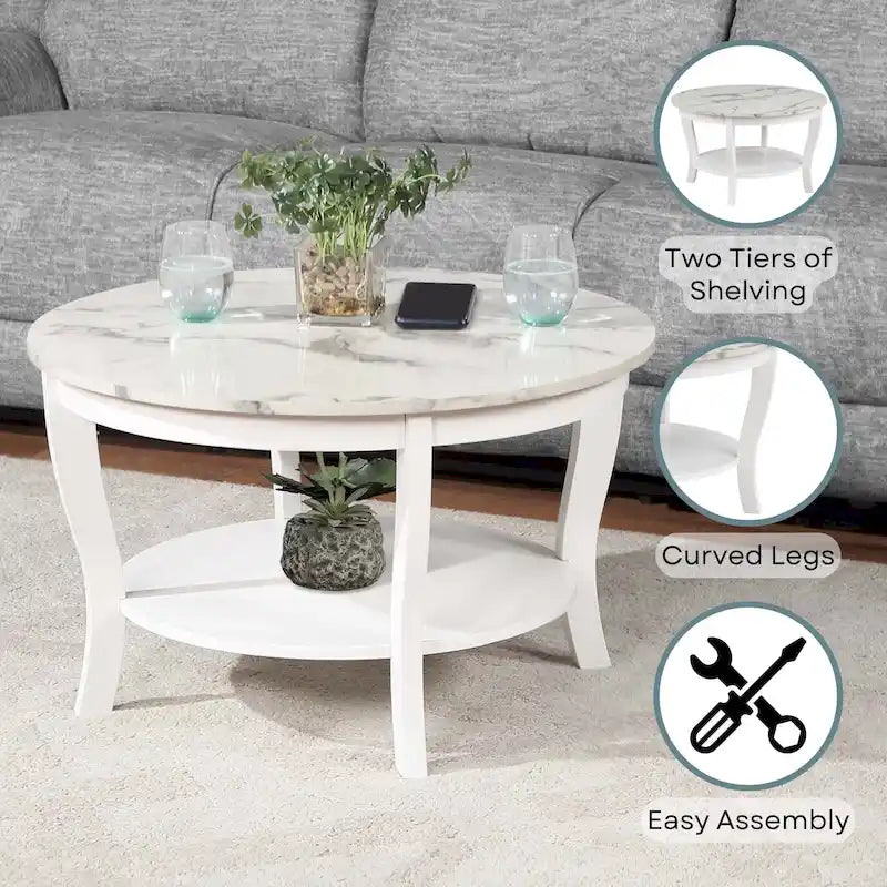 Round Coffee Table with Shelf