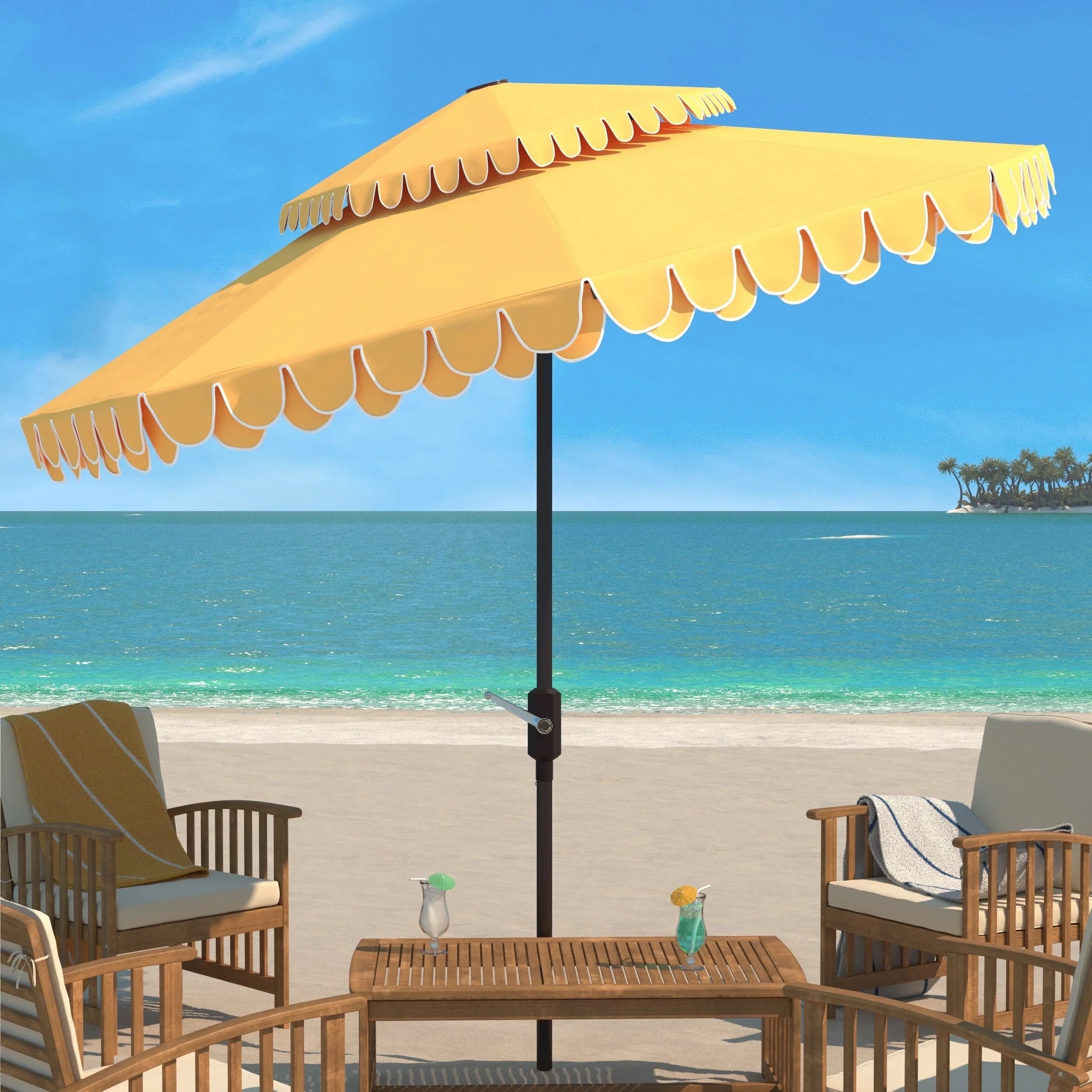 Outdoor Kjerstin Valance 9Ft Double Top Umbrella